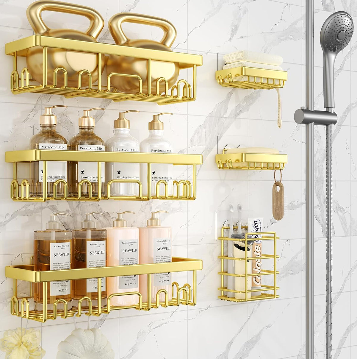 Shower Caddy 6-Pack, Bathroom Organizers and Storage Shelves, Black