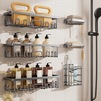 Shower Caddy 6-Pack, Bathroom Organizers and Storage Shelves, Black