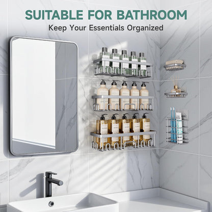 Shower Caddy 6-Pack, Bathroom Organizers and Storage Shelves, Black