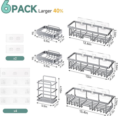 Shower Caddy 6-Pack, Bathroom Organizers and Storage Shelves, Black