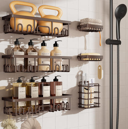 Shower Caddy 6-Pack, Bathroom Organizers and Storage Shelves, Black