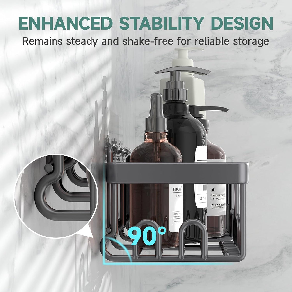 Shower Caddy 6-Pack, Bathroom Organizers and Storage Shelves, Black