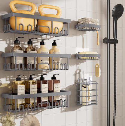 Shower Caddy 6-Pack, Bathroom Organizers and Storage Shelves, Black