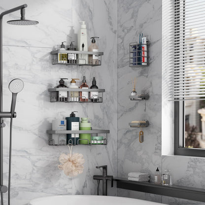 Shower Caddy 6-Pack, Bathroom Organizers and Storage Shelves, Black