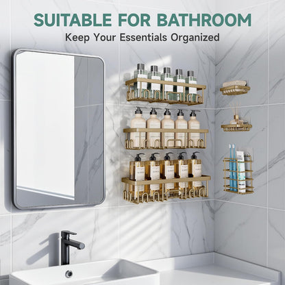 Shower Caddy 6-Pack, Bathroom Organizers and Storage Shelves, Black