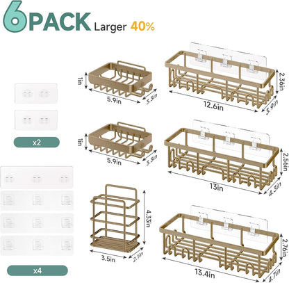 Shower Caddy 6-Pack, Bathroom Organizers and Storage Shelves, Black