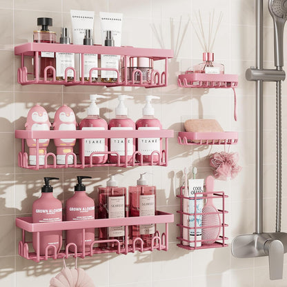 Shower Caddy 6-Pack, Bathroom Organizers and Storage Shelves, Black