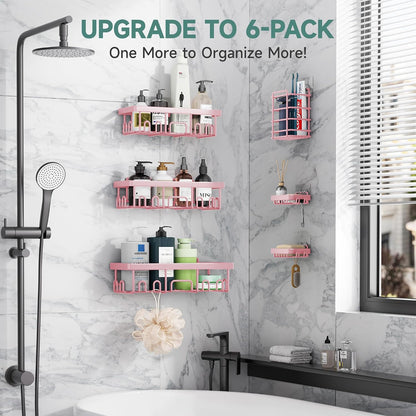 Shower Caddy 6-Pack, Bathroom Organizers and Storage Shelves, Black