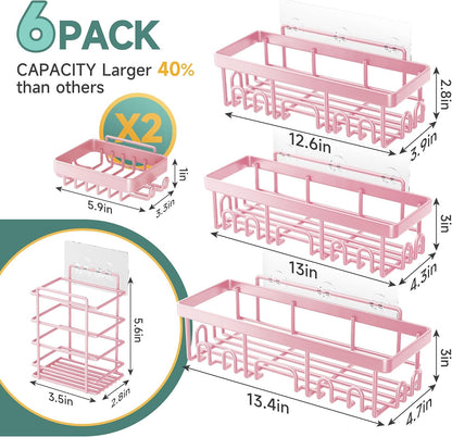 Shower Caddy 6-Pack, Bathroom Organizers and Storage Shelves, Black