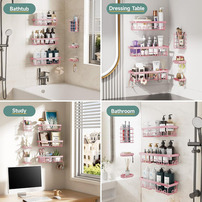 Shower Caddy 6-Pack, Bathroom Organizers and Storage Shelves, Black