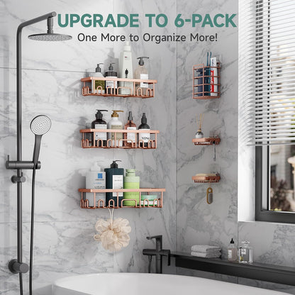 Shower Caddy 6-Pack, Bathroom Organizers and Storage Shelves, Black
