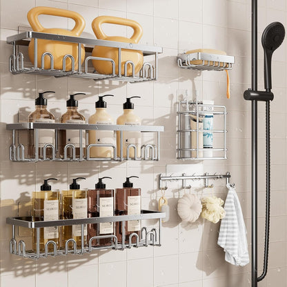 Shower Caddy 6-Pack, Bathroom Organizers and Storage Shelves, Black