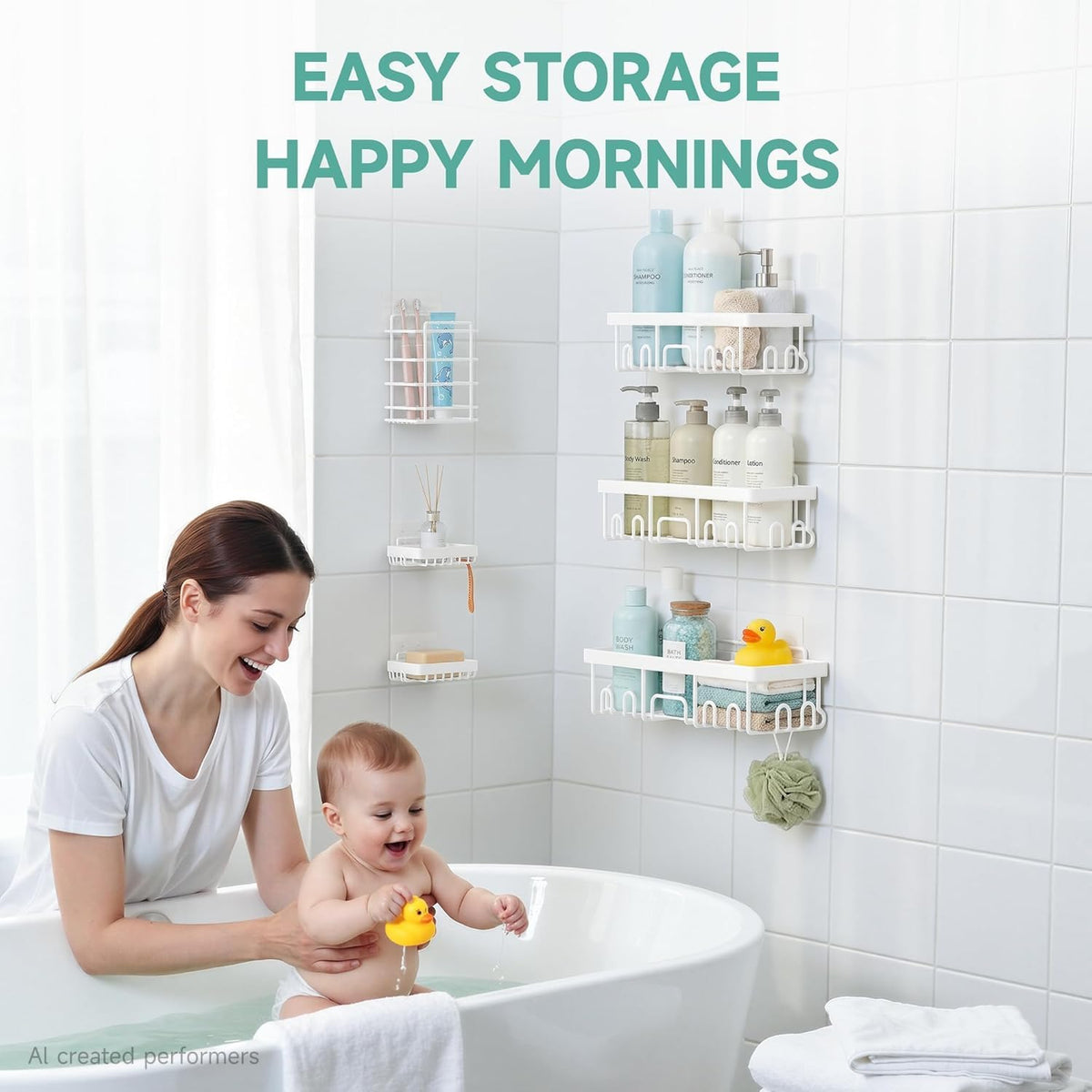 Shower Caddy 6-Pack, Bathroom Organizers and Storage Shelves, Black