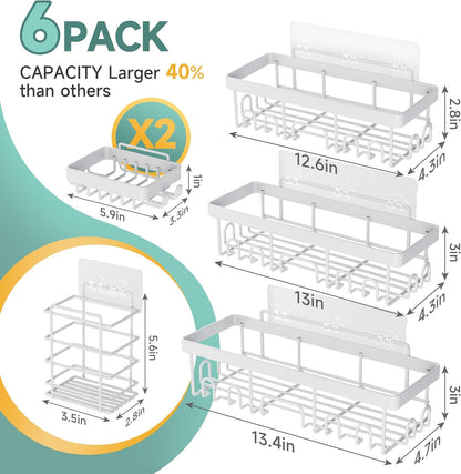 Shower Caddy 6-Pack, Bathroom Organizers and Storage Shelves, Black