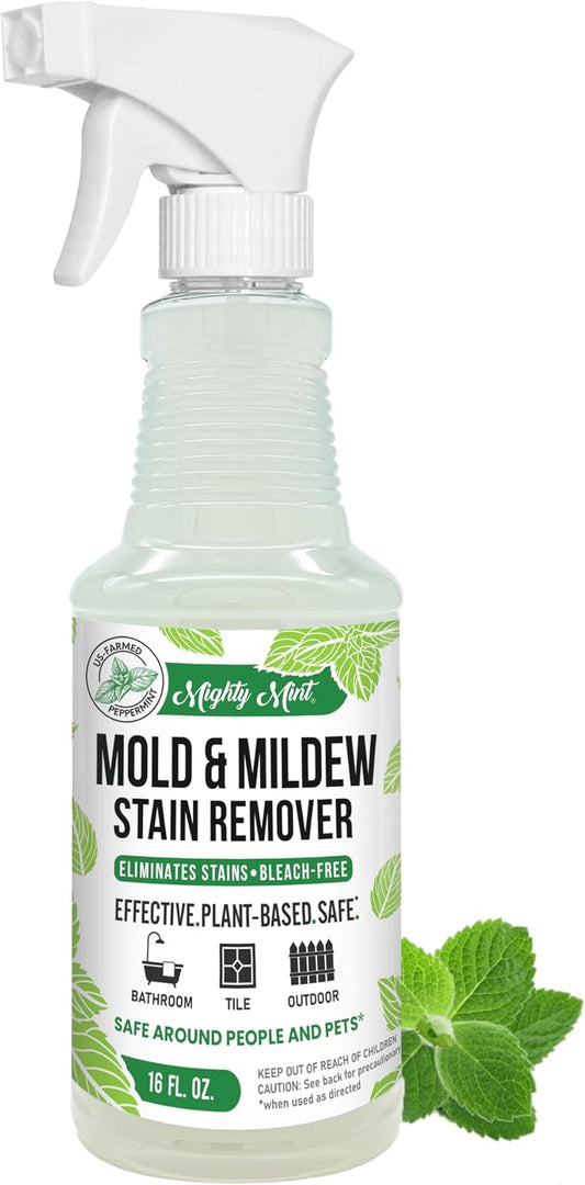Mold & Mildew Stain Remover Spray, Rapid Clean for Bathroom, Kitchen, Hard Water, Outdoors, Natural Peppermint Scent, 16oz