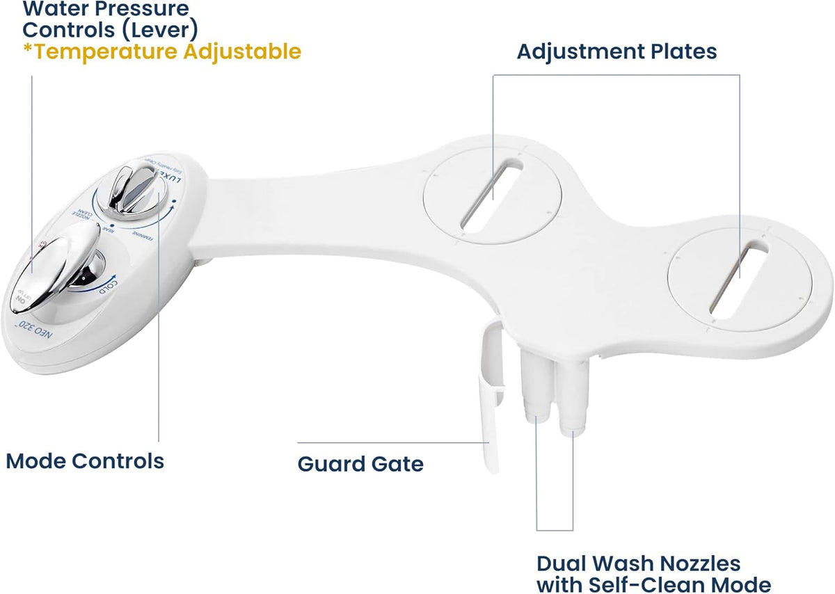 NEO 320 - Warm Water Bidet Attachment for Toilet Seat, White