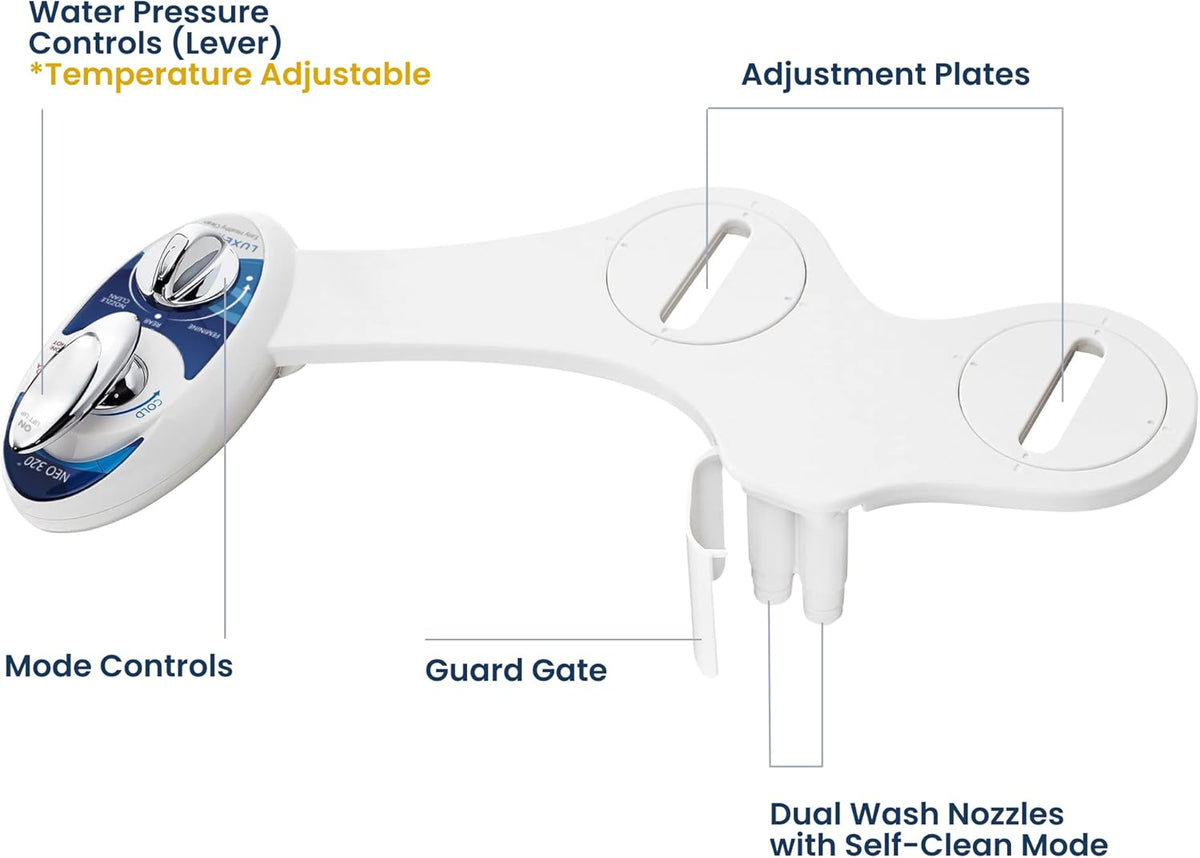 NEO 320 - Warm Water Bidet Attachment for Toilet Seat, White