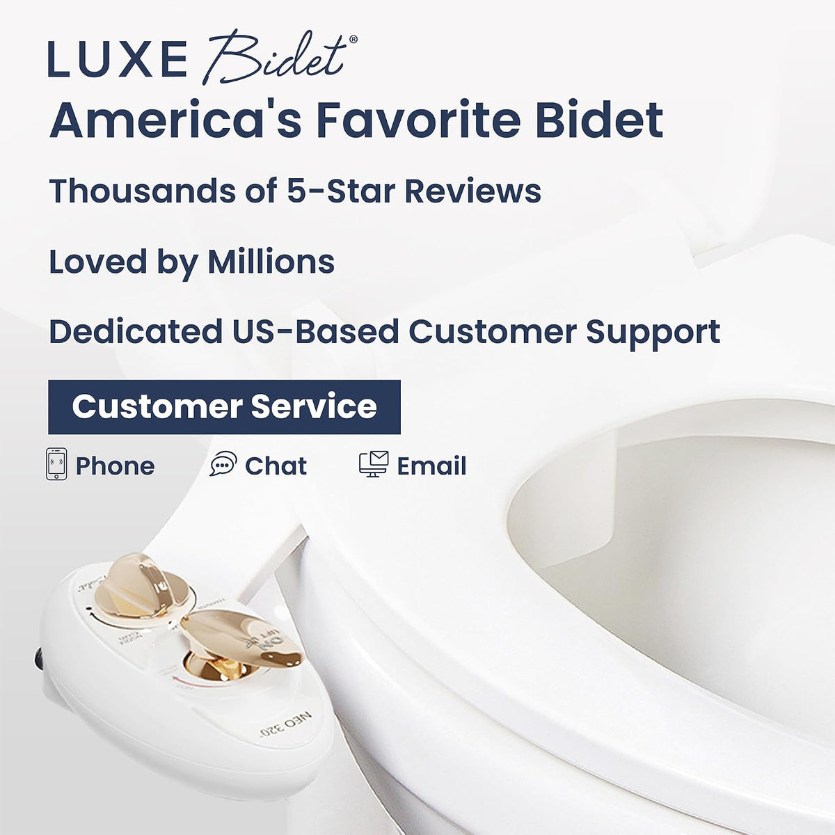 NEO 320 - Warm Water Bidet Attachment for Toilet Seat, White
