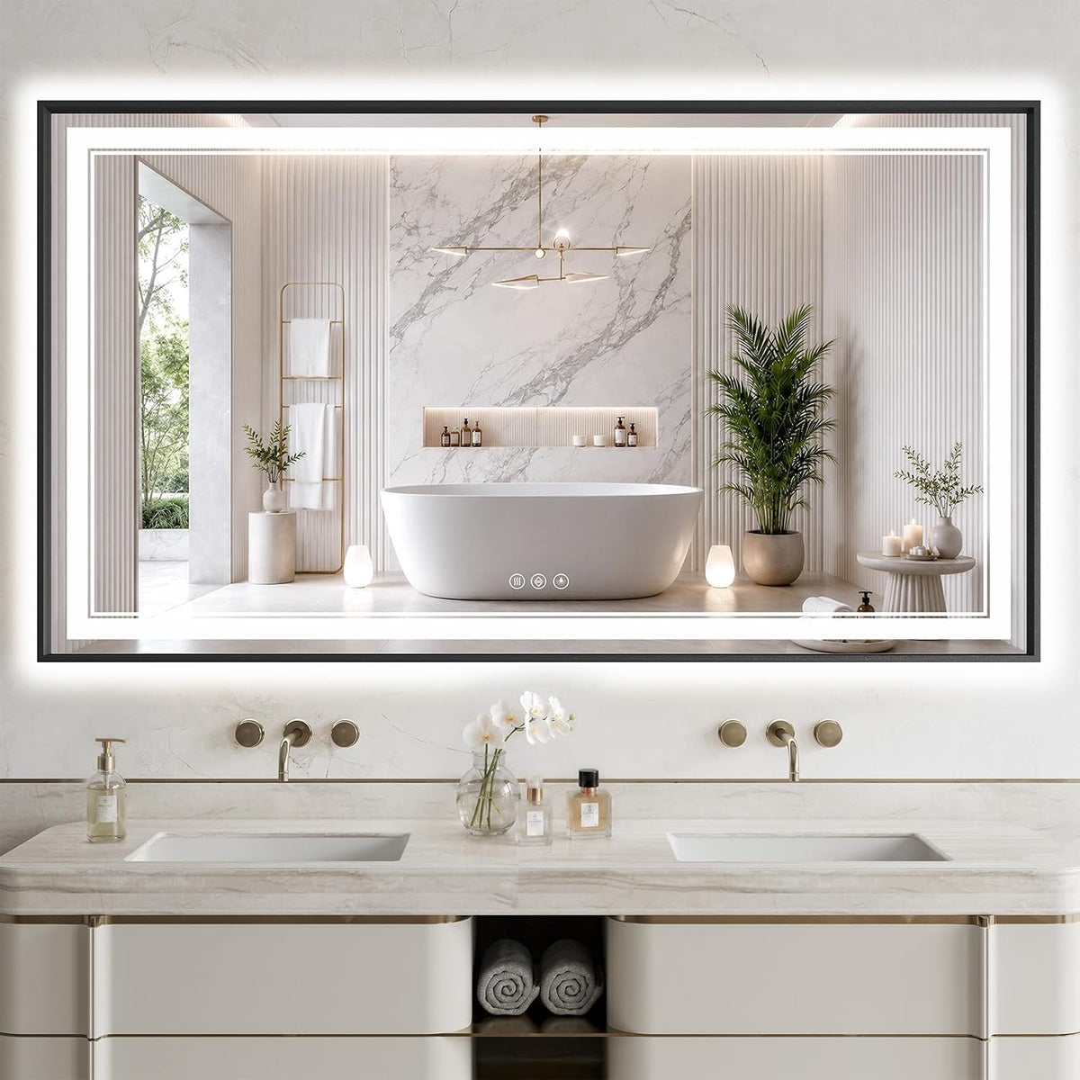 30"x48" LED Bathroom Mirror with Lights, Backlit + Front Lit, Anti-Fog