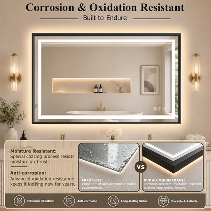 30"x48" LED Bathroom Mirror with Lights, Backlit + Front Lit, Anti-Fog
