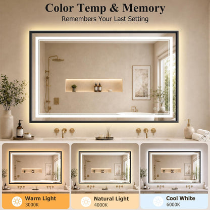 30"x48" LED Bathroom Mirror with Lights, Backlit + Front Lit, Anti-Fog