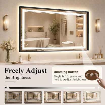 30"x48" LED Bathroom Mirror with Lights, Backlit + Front Lit, Anti-Fog