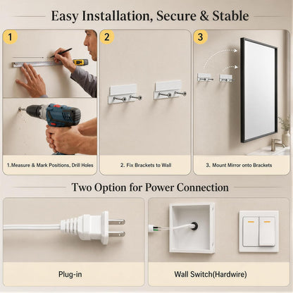 30"x48" LED Bathroom Mirror with Lights, Backlit + Front Lit, Anti-Fog