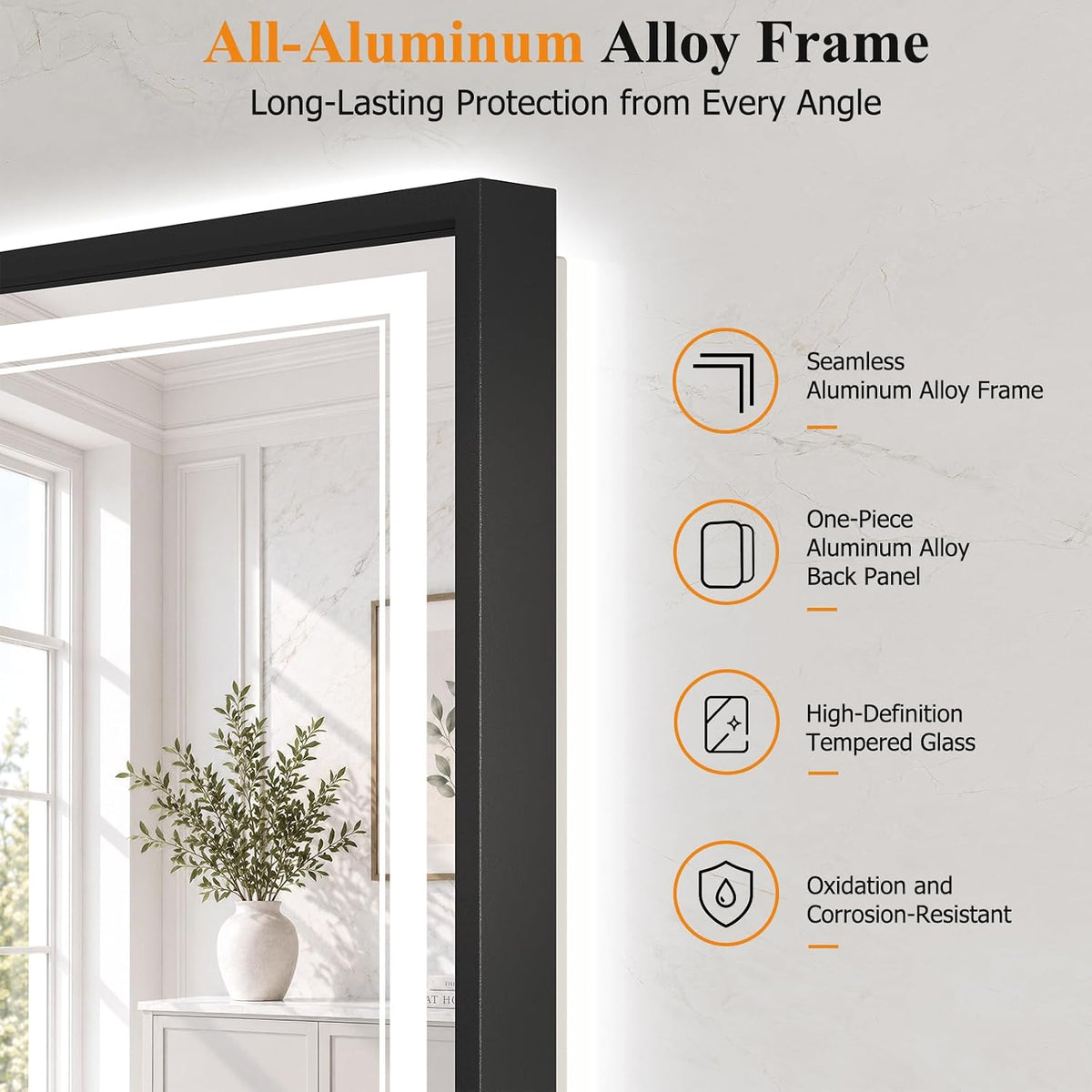 30"x48" LED Bathroom Mirror with Lights, Backlit + Front Lit, Anti-Fog
