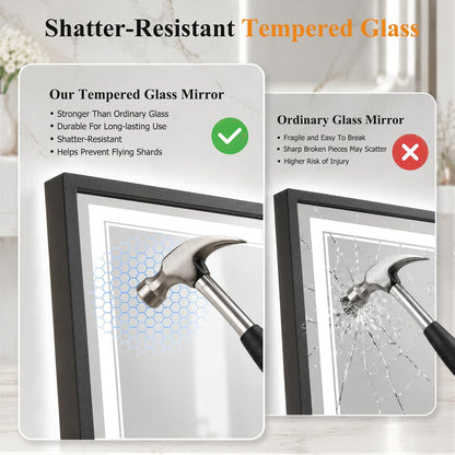 30"x48" LED Bathroom Mirror with Lights, Backlit + Front Lit, Anti-Fog