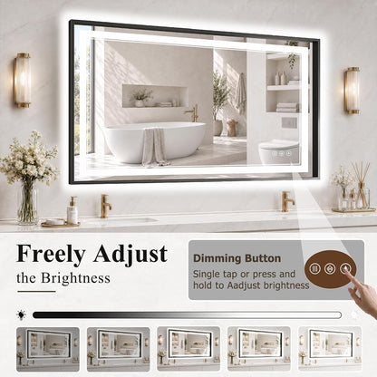 30"x48" LED Bathroom Mirror with Lights, Backlit + Front Lit, Anti-Fog