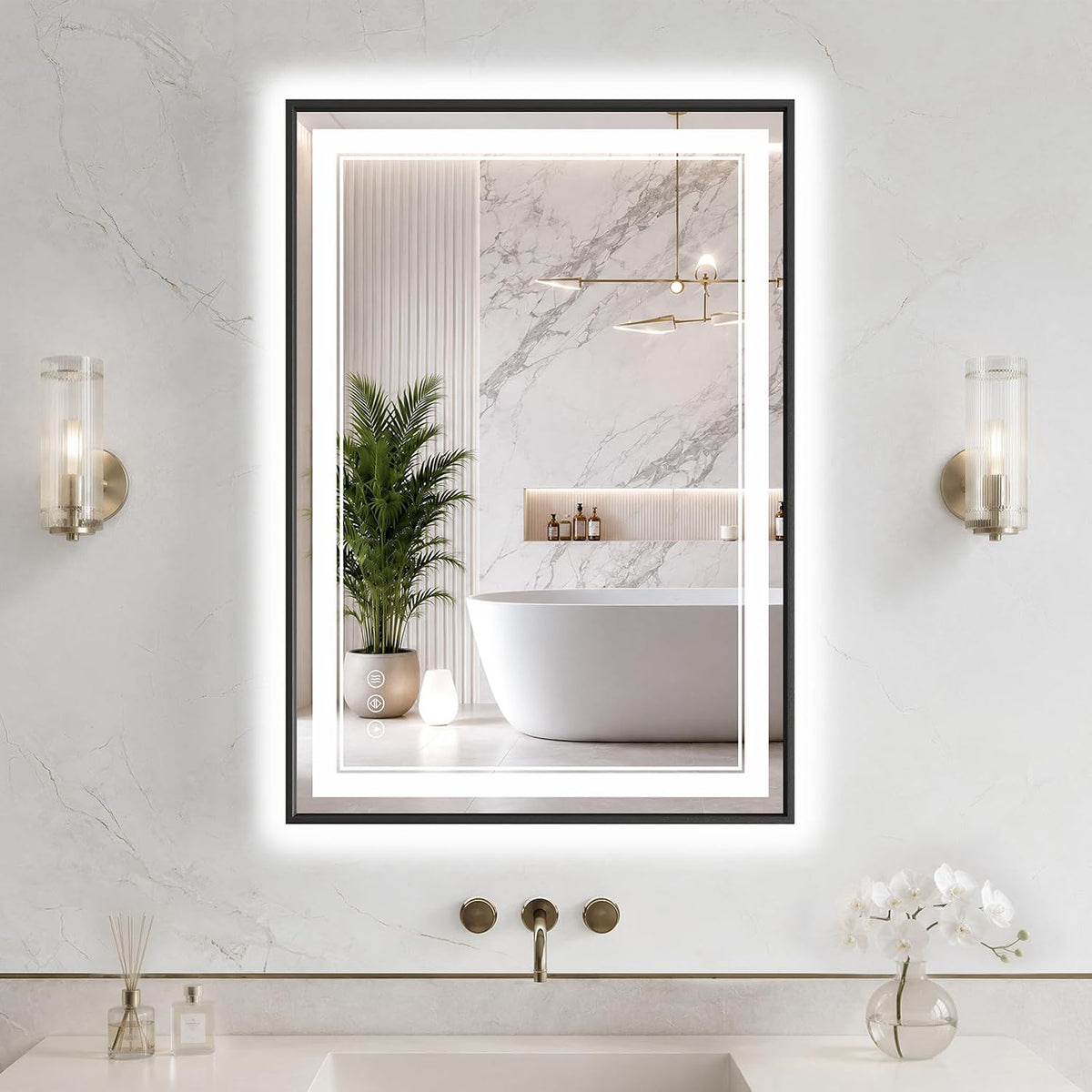 30"x48" LED Bathroom Mirror with Lights, Backlit + Front Lit, Anti-Fog