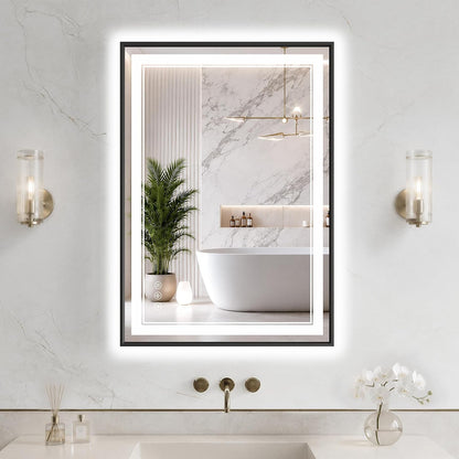 30"x48" LED Bathroom Mirror with Lights, Backlit + Front Lit, Anti-Fog