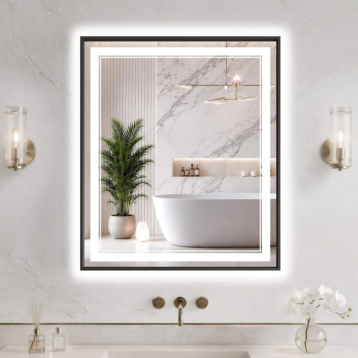 30"x48" LED Bathroom Mirror with Lights, Backlit + Front Lit, Anti-Fog