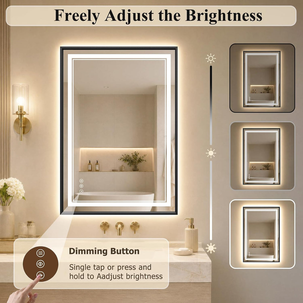 30"x48" LED Bathroom Mirror with Lights, Backlit + Front Lit, Anti-Fog