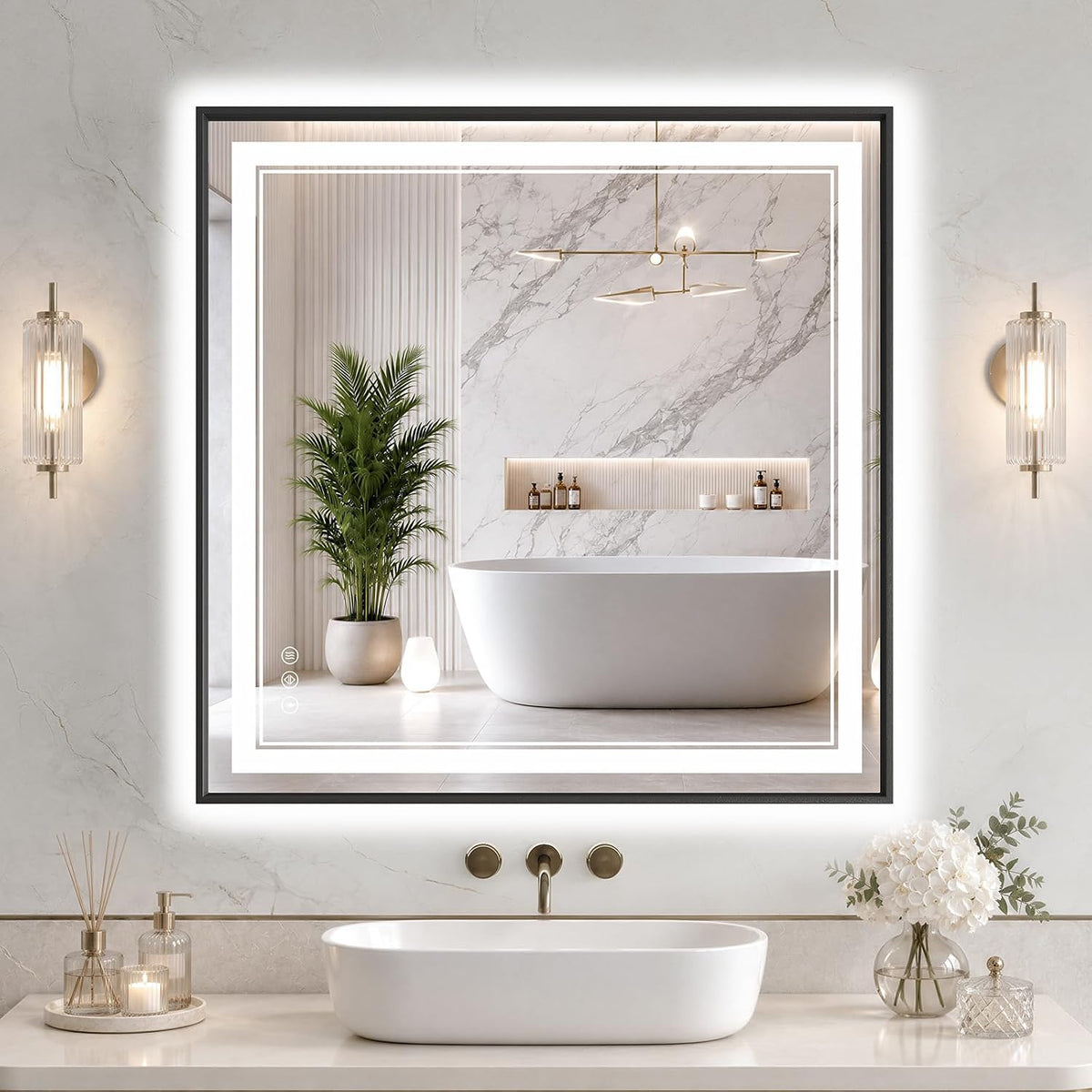 30"x48" LED Bathroom Mirror with Lights, Backlit + Front Lit, Anti-Fog