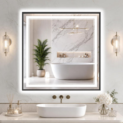 30"x48" LED Bathroom Mirror with Lights, Backlit + Front Lit, Anti-Fog