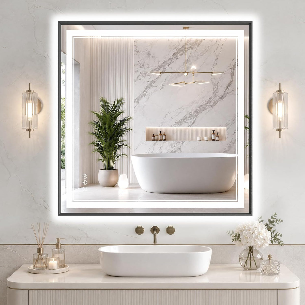 30"x48" LED Bathroom Mirror with Lights, Backlit + Front Lit, Anti-Fog