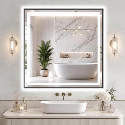 30"x48" LED Bathroom Mirror with Lights, Backlit + Front Lit, Anti-Fog