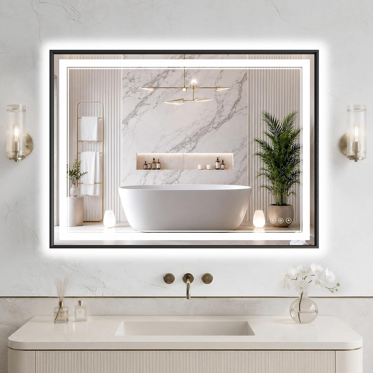30"x48" LED Bathroom Mirror with Lights, Backlit + Front Lit, Anti-Fog
