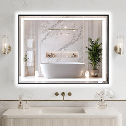 30"x48" LED Bathroom Mirror with Lights, Backlit + Front Lit, Anti-Fog