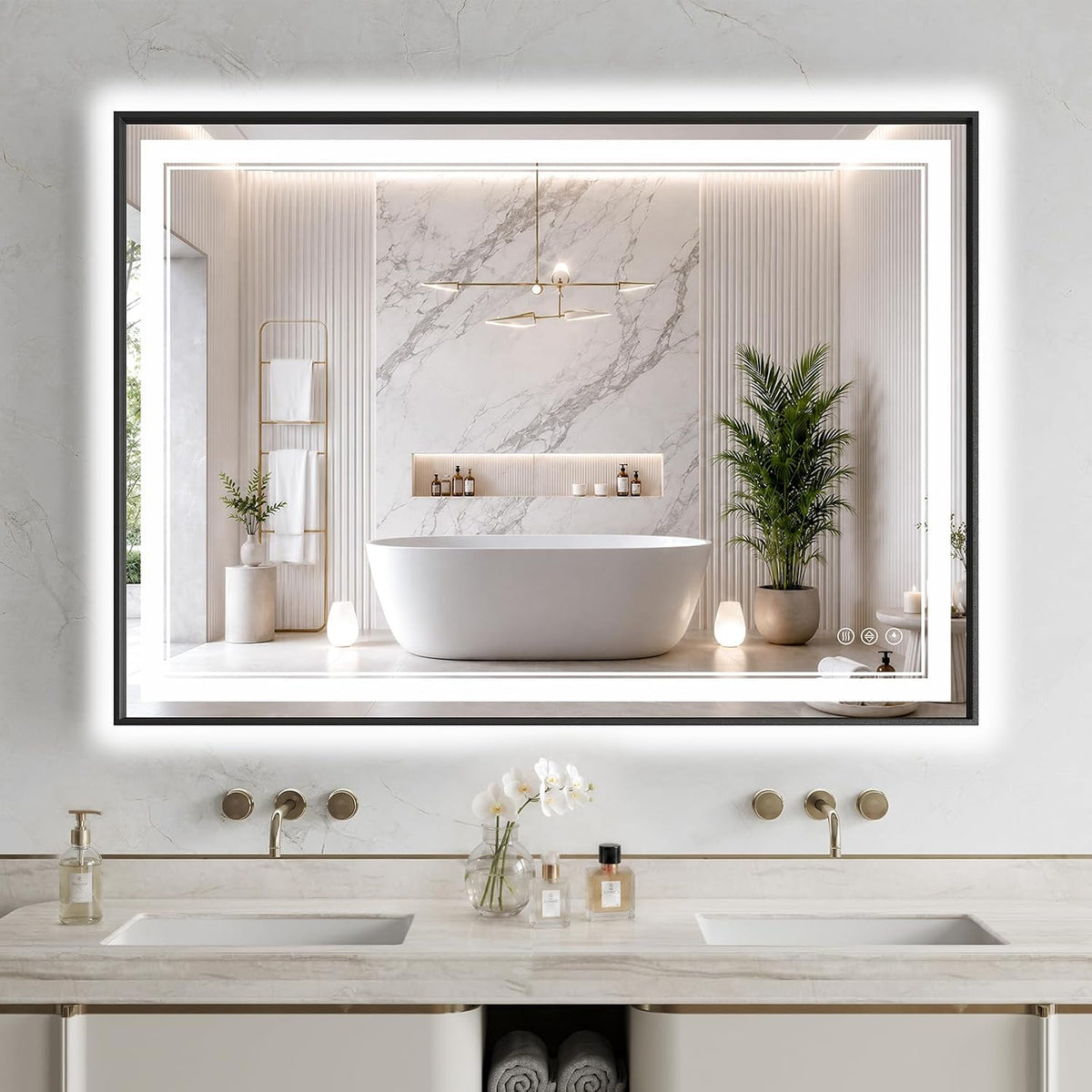 30"x48" LED Bathroom Mirror with Lights, Backlit + Front Lit, Anti-Fog