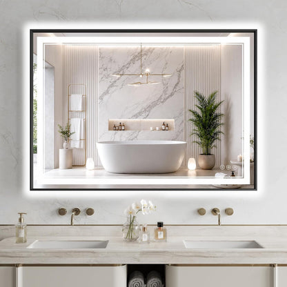 30"x48" LED Bathroom Mirror with Lights, Backlit + Front Lit, Anti-Fog