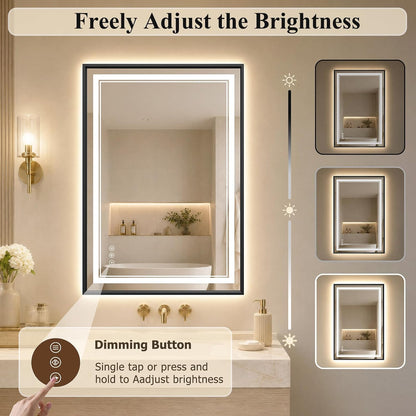 30"x48" LED Bathroom Mirror with Lights, Backlit + Front Lit, Anti-Fog