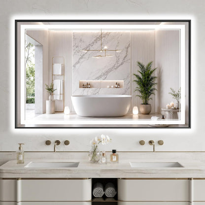30"x48" LED Bathroom Mirror with Lights, Backlit + Front Lit, Anti-Fog