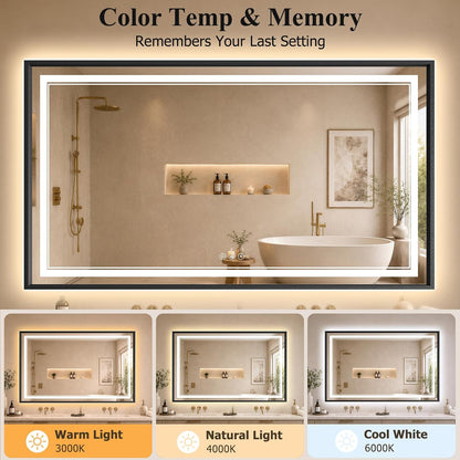30"x48" LED Bathroom Mirror with Lights, Backlit + Front Lit, Anti-Fog