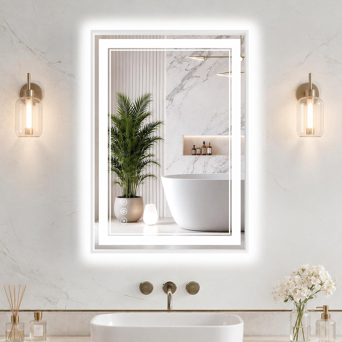 30"x48" LED Bathroom Mirror with Lights, Backlit + Front Lit, Anti-Fog