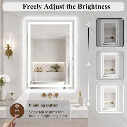 30"x48" LED Bathroom Mirror with Lights, Backlit + Front Lit, Anti-Fog