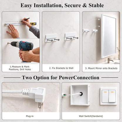 30"x48" LED Bathroom Mirror with Lights, Backlit + Front Lit, Anti-Fog