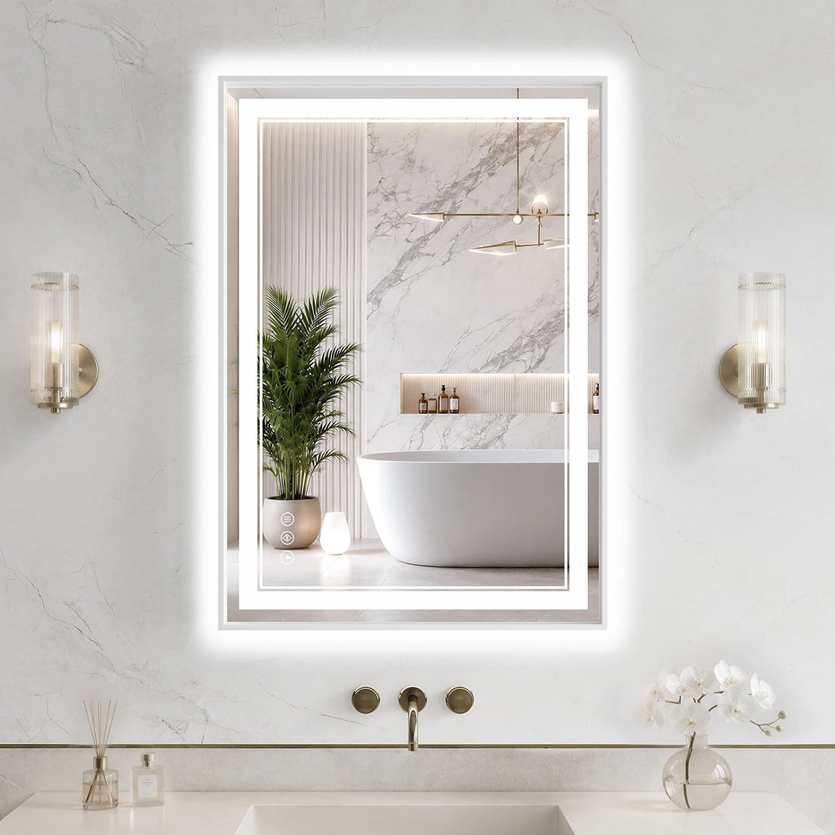 30"x48" LED Bathroom Mirror with Lights, Backlit + Front Lit, Anti-Fog
