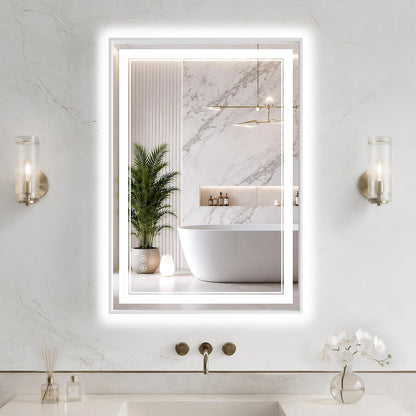 30"x48" LED Bathroom Mirror with Lights, Backlit + Front Lit, Anti-Fog